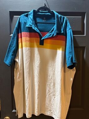 Harbor Bay Teal, Cream & Rainbow Stripe Polo